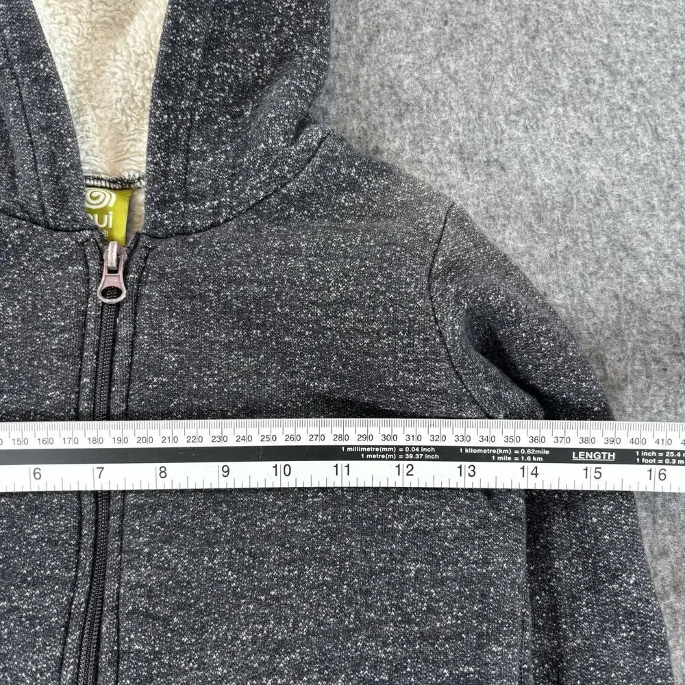 Nui Organics Youth Size 8Y Gray 100% Organic Cotton Full Zip Sherpa Hood Jacket